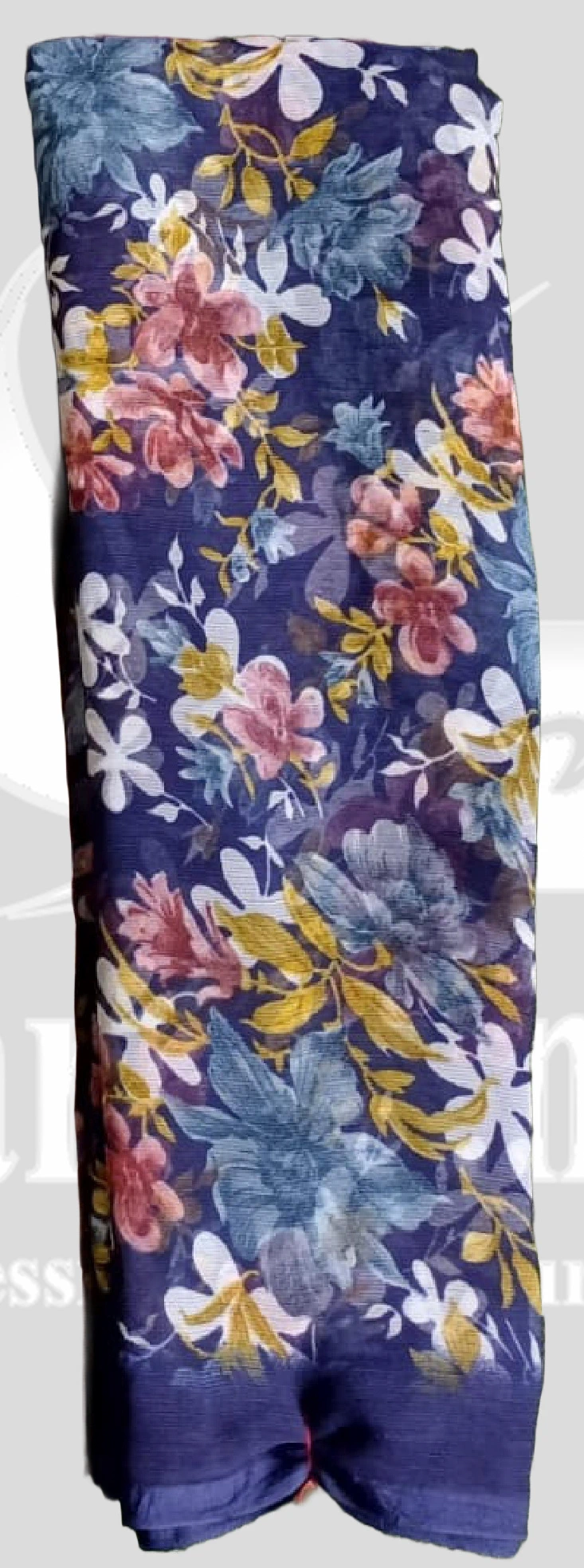 Chiffon Floral Printed Saree &ndash; SANGNI1204 &ndash; Royal Blue Mix